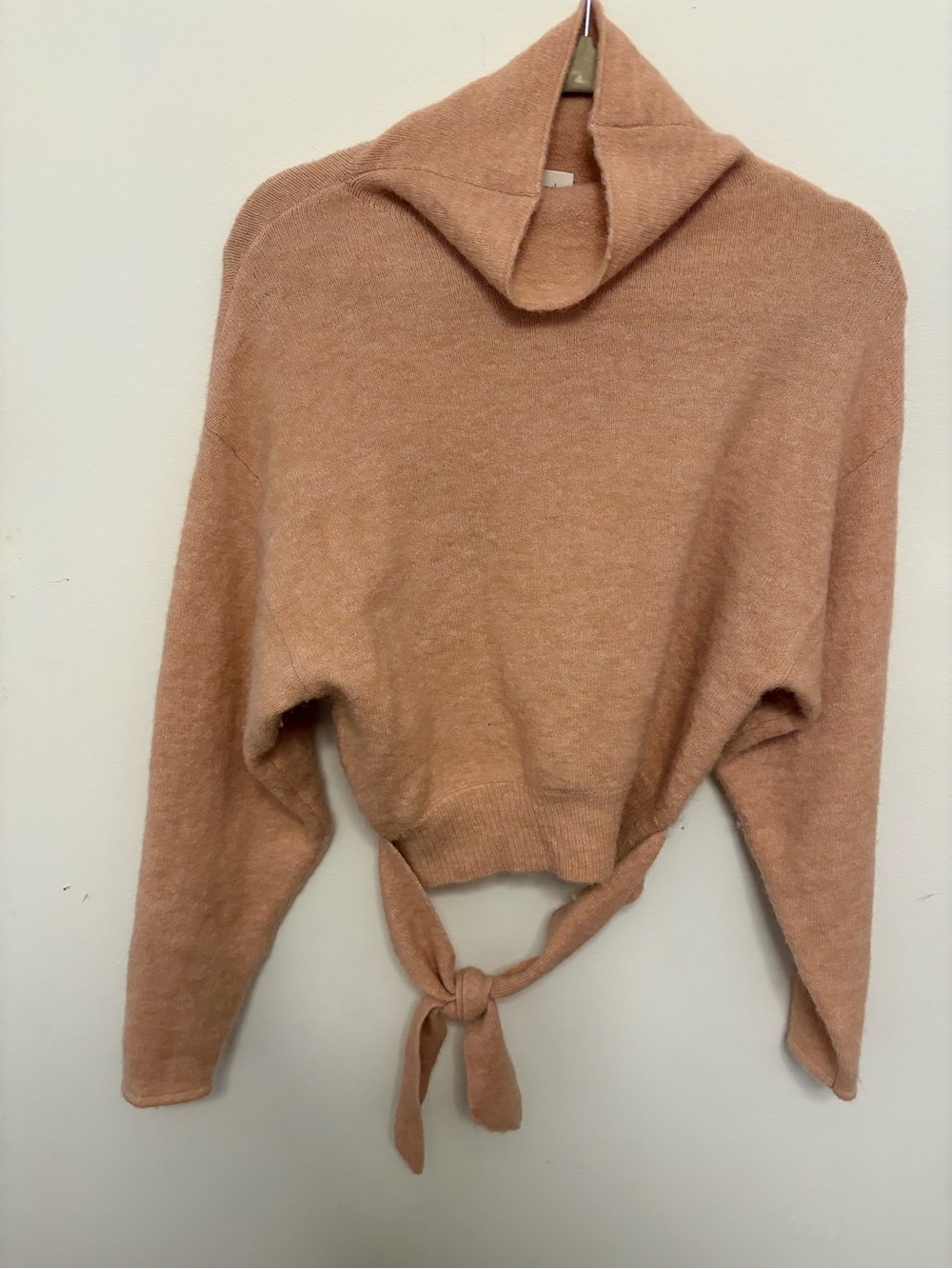 Wilfred Lorin Aritzia Alpaca Wool Blend Tie Waist Turtleneck Sweater Beige XXS